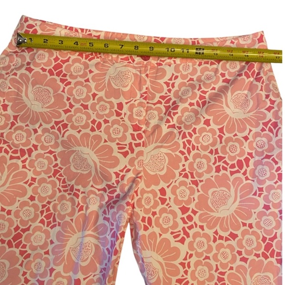 Lilly Pulitzer Women's Pants Pink White Floral Stretch Button Zip Closure Sz 12 - Picture 9 of 9